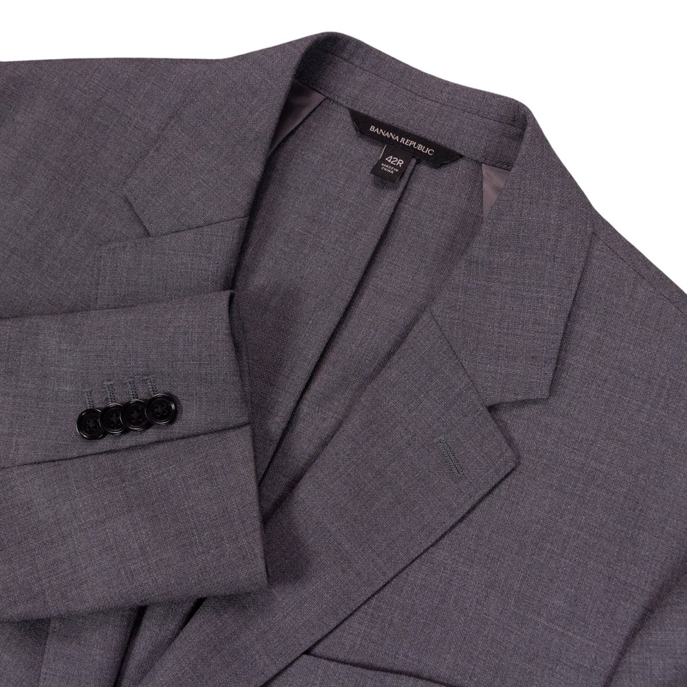 Banana Republic Blazer Slim Fit Mens 42R Gray Performance Wool Smart-Weight